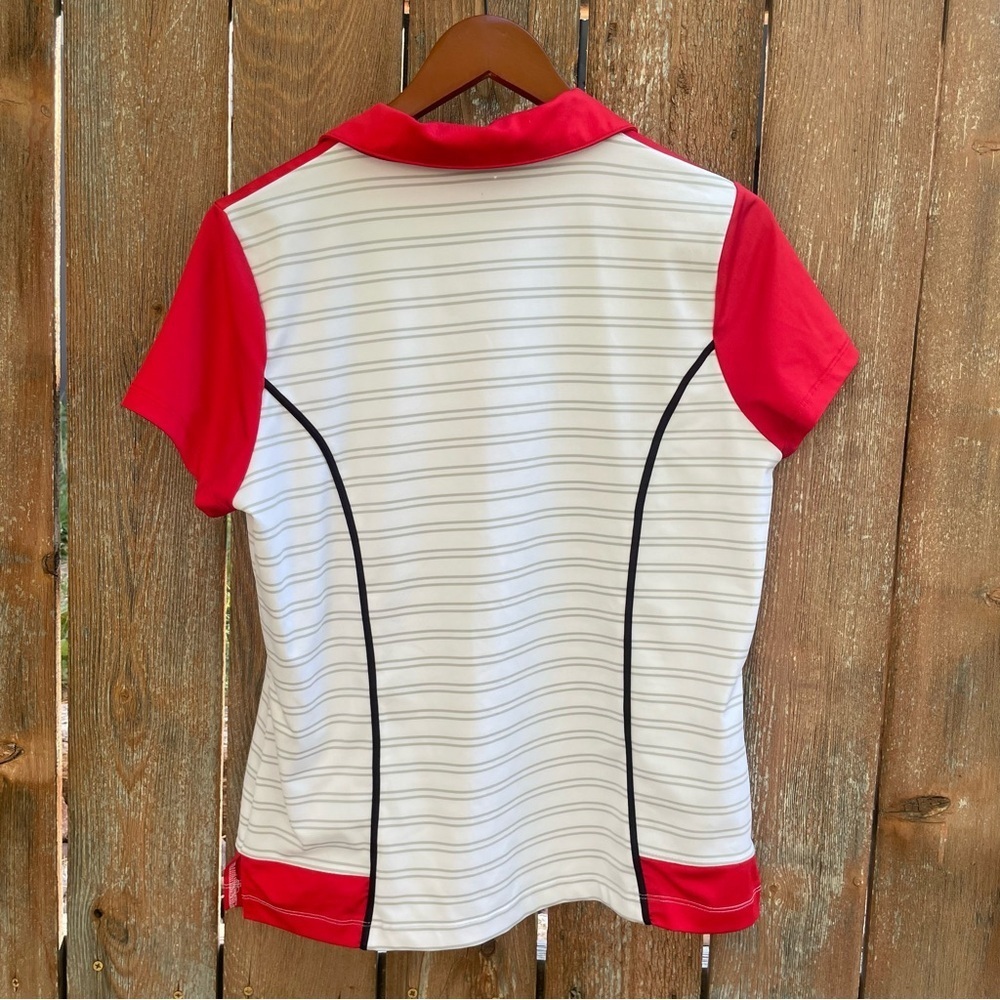 CHICOS ZENERGY GOLF Women’s Red White Striped Short Sleeve Polo Shirt Size 1X - Picture 8 of 11